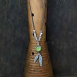 Lunar Sprout Pendant with Peridot and Sterling Silver Beads
