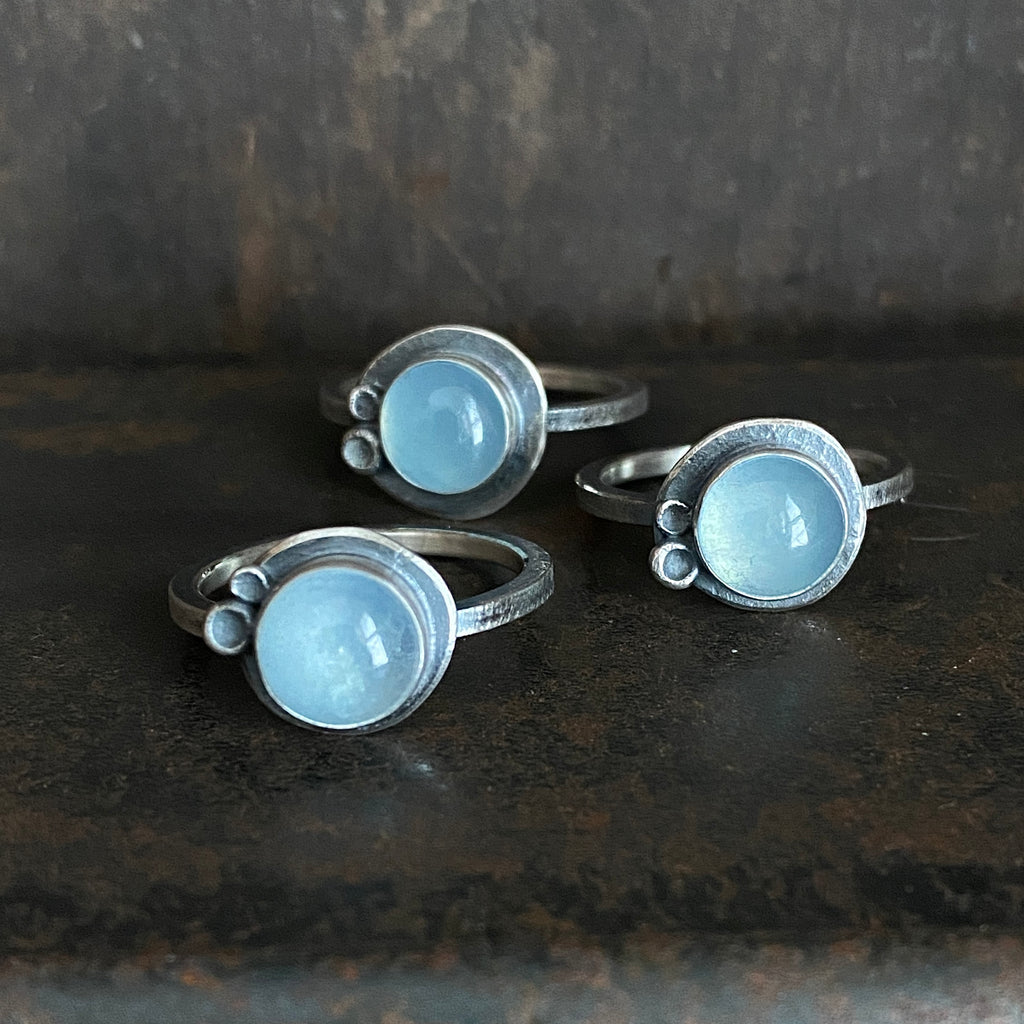 Two Dot Ring with Gemstone