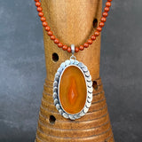 Halo Pendant with Carnelian and Red Jasper