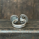 Split Ring with Aquamarine and Smoky Quartz
