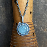 Aquamarine Radius Pendant with 18k Dot Charm