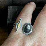 Split Ring with Gilded Star and Black Moonstone
