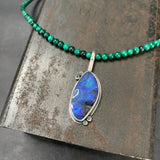 Cladonia Orbit Pendant with Boulder Opal and Malachite
