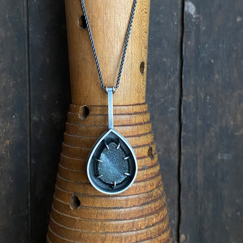 Shadow Box Pendant with Black Agate Druzy