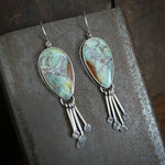 Lunar Tassel Earrings with Opalized Wood