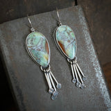 Lunar Tassel Earrings with Opalized Wood