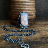Lunar Tethered Bloom Pendant with Pink Agate