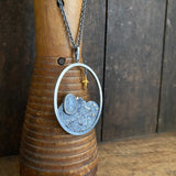 Lunar Terrain Pendant with Rainbow Moonstone