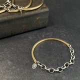 Chain Bangle Bracelet in Brass, Lightweight