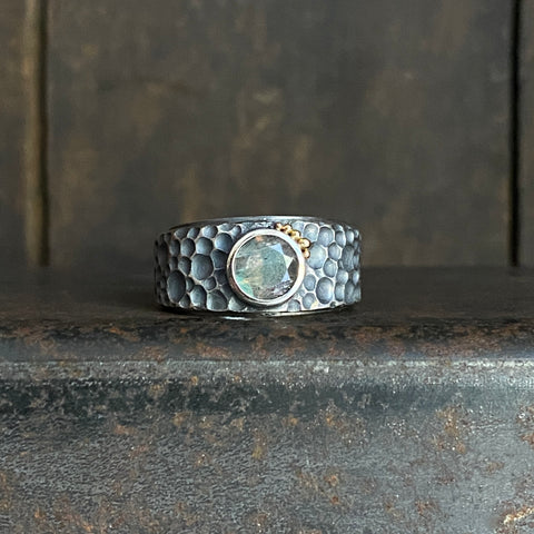Meteorite Ring with Labradorite