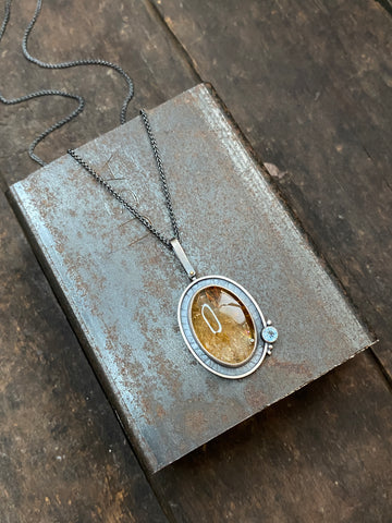 Shadowbox Pendant with Citrine and Swiss Blue Topaz