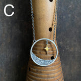 Lunar Crescent Pendant with Gilded North Star