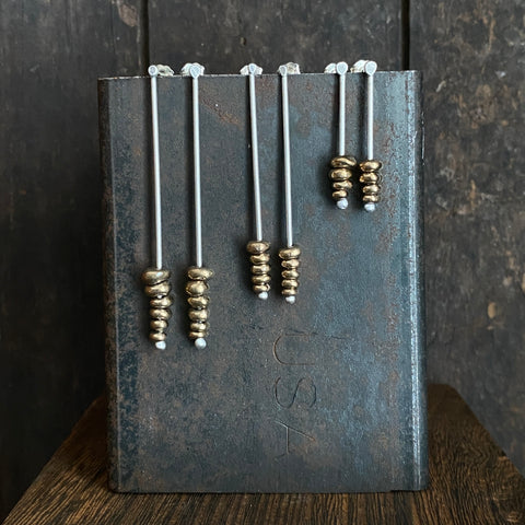 Lunar Stacked Dot Earrings, Bronze