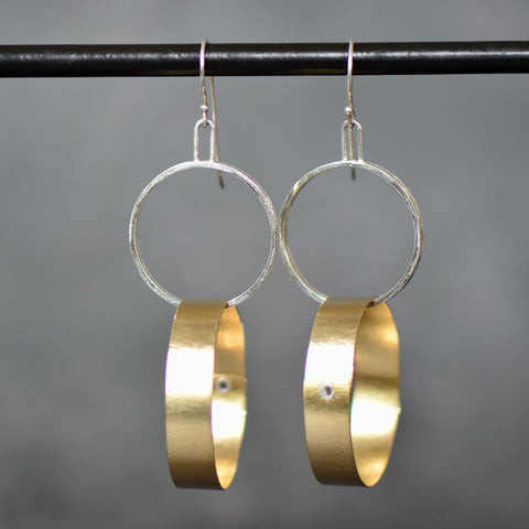 Brass and Sterling Dangle Earrings