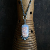 Lunar Tethered Bloom Pendant with Pink Agate