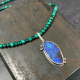 Cladonia Orbit Pendant with Boulder Opal and Malachite