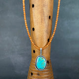 Penna Pendant with Kingman Turquoise and Orange Jade