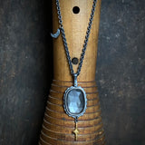 Gray Moonstone Pendant with Gilded Star