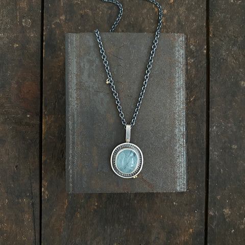 Aquamarine Nimbus Pendant with 18k Dot Charm
