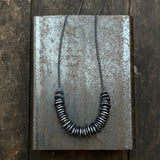 Lunar Abacus Necklace, Oxidized and 14k