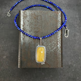 Cladonia Orbit Pendant with Yellow Aventurine and Lapis Lazuli