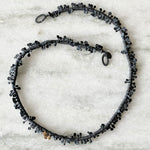 Lunar Oxidized Dewdrop Necklace with 14k