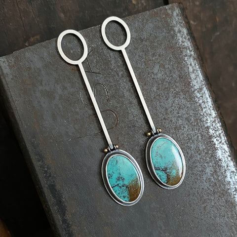 Oval Wand Earrings with Turquoise
