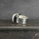 Chiseled Frame Ring with Golden Sheen Obsidian