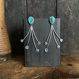 Lunar Flared Tassel Earrings with Turquoise