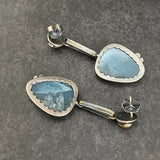 Cladonia Hinge Earrings with Aquamarine and Yellow Chalcedony