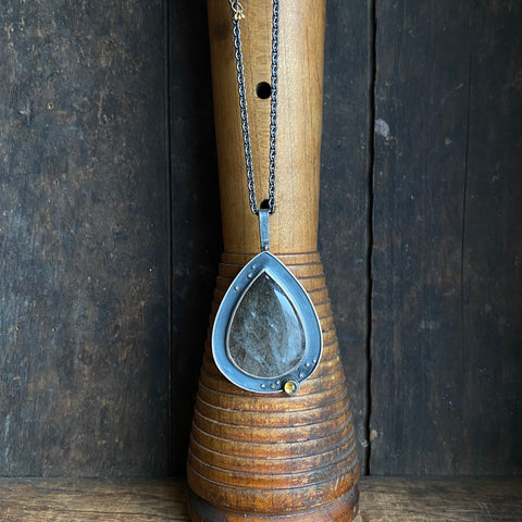Galaxy Starscape Pendant with Rutilated Quartz and Citrine
