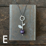 Lunar Sprout Pendant with Gemstone Bead