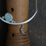 Lunar Bar Necklace with Aquamarine