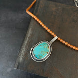 Penna Pendant with Kingman Turquoise and Orange Jade