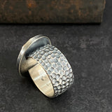 Meteorite Ring with Hessonite Garnet