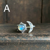 Lunar Crescent Split Ring with Labradorite