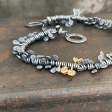 Lunar Oxidized Dewdrop Bracelet with 14k