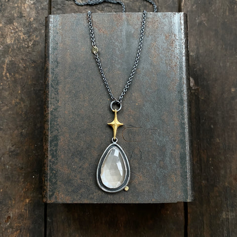 North Star and Gray Moonstone Pendant