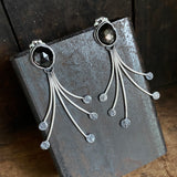Lunar Dewdrop Earrings with Golden Black Moonstone