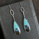 Oval Drop Earrings with Opalized Wood