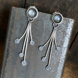 Lunar Dewdrop Earrings with Gray Moonstone