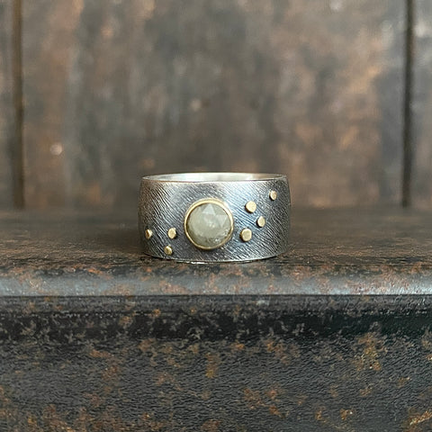 Galaxy Stardust Ring with Rose Cut Diamond