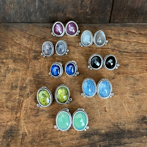 Two Dot Earrings with Gemstones