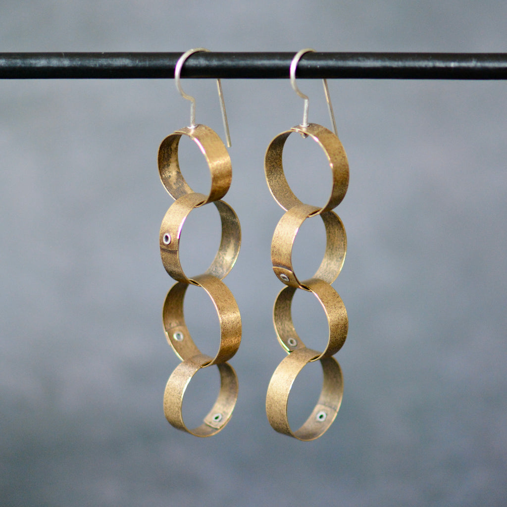 Brass Ring Earrings, long