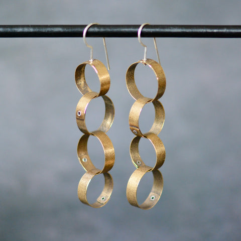 Brass Ring Earrings, long