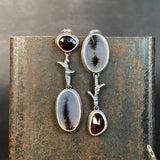 Ramulus Dendritic Agate Drop Earrings with Garnets
