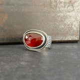 Meteorite Ring with Hessonite Garnet