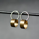 Brass and Sterling Ring Earrings