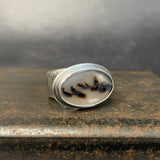Dendritic Agate Ring with Wide Band