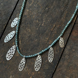 Foramina Dangle Oval Necklace on Green Apatite Beads